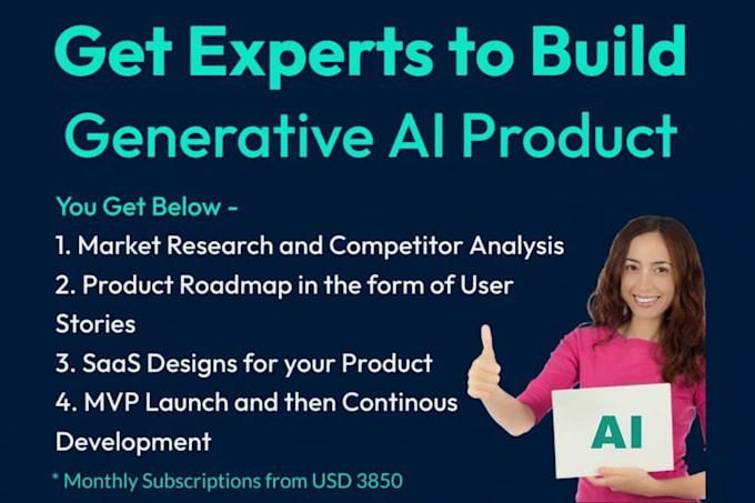 I offer services as an AI consultant to develop your generative AI product, including design work