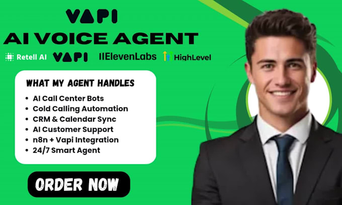 I will develop an AI calling agent utilizing VAPI, GHL, N8N, and ElevenLabs for voice capabilities