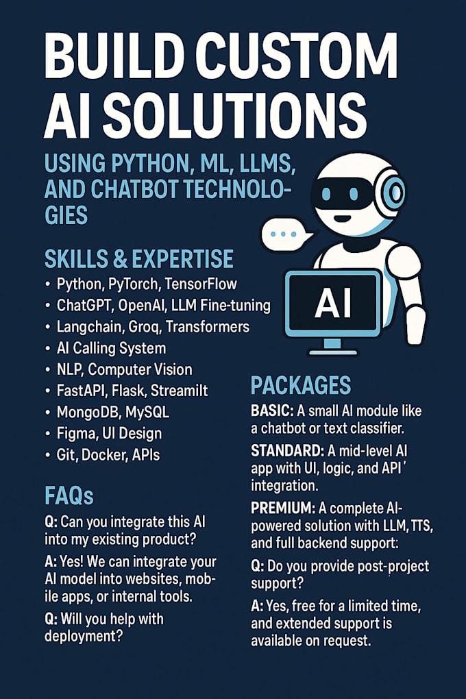 Developing bespoke artificial intelligence applications with Python, machine learning, large language models, and conversational agents is what I offer