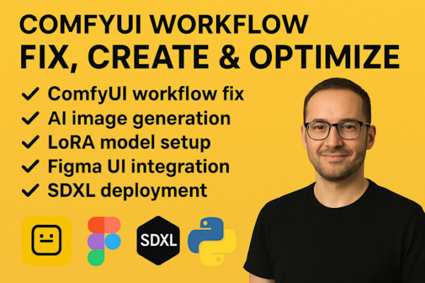 I will fix the workflow for AI image generation, including Lora models, Figma UI, and SDXL deployment using ComfyUI