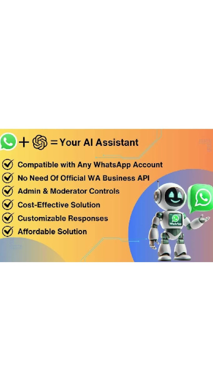 I offer to develop a personalized artificial intelligence chatbot integrated with your private WhatsApp account