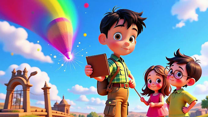 I will produce enchanting, three-dimensional, artificial intelligence-generated animated narratives in the style of a well-known entertainment company for young audiences