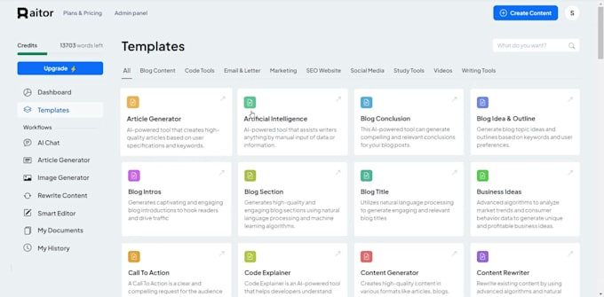 I will develop a software as a service artificial intelligence content generation platform similar to leading generative AI tools