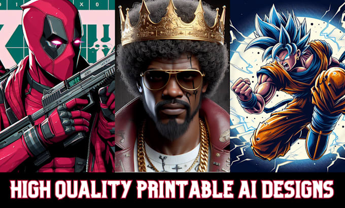 I offer the creation of premium, bespoke AI-generated designs for t-shirts and hoodies using Midjourney