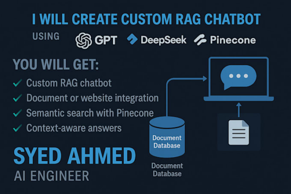 I create personalized retrieval-augmented generation chatbots using documents or a website, powered by OpenAI and LangChain