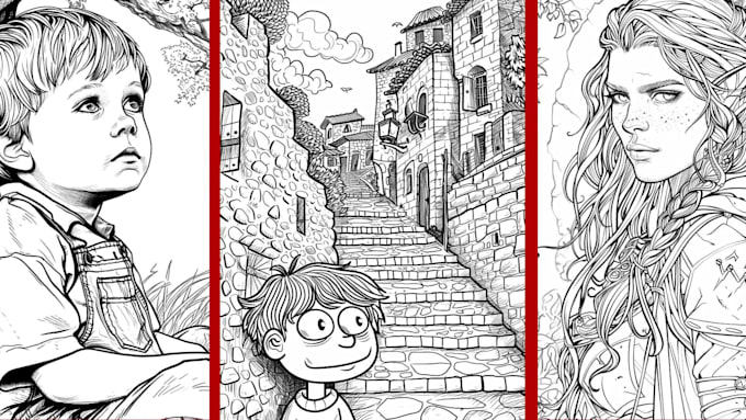 I design distinctive coloring pages and covers suitable for both adults and children