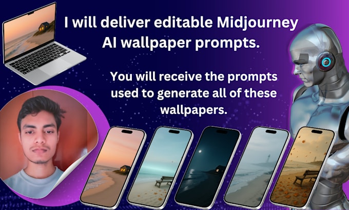 I offer prompts for creating editable AI wallpapers using Midjourney