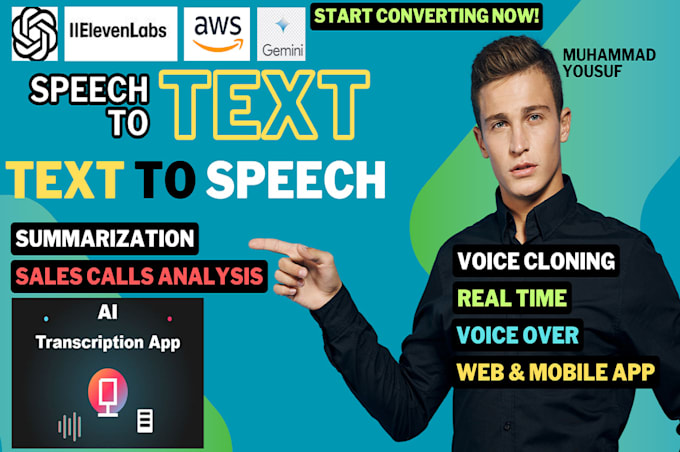 I create applications for web and mobile platforms that convert speech into text, incorporating GPT technology