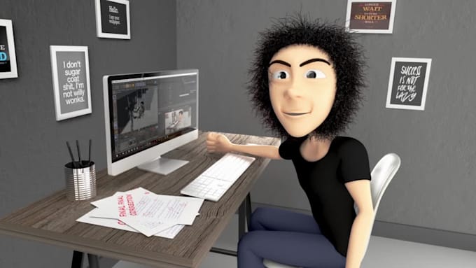 I offer services for 3D character modeling, rigging, animation, and rendering