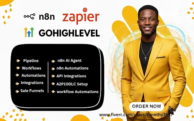 I offer services in automating funnels using GoHighLevel, N8N AI agents, email marketing, and Zapier integration