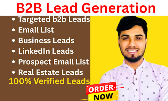 I offer services for generating business-to-business leads, including email lists and leads sourced from professional networking platforms