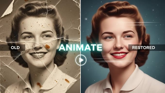I will revitalize your vintage photographs by restoring, adding color, and animating them