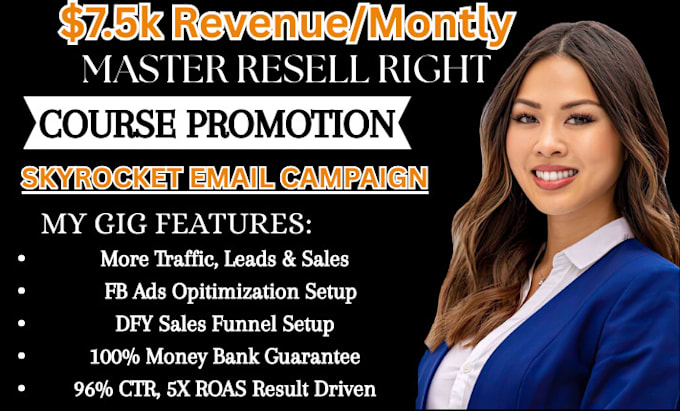 I will market a digital product, a course with master resell rights, using email marketing