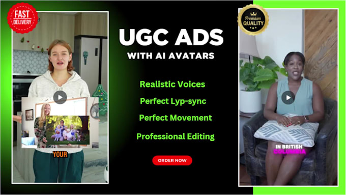 I offer AI-generated user-generated content video advertisements featuring virtual presenters