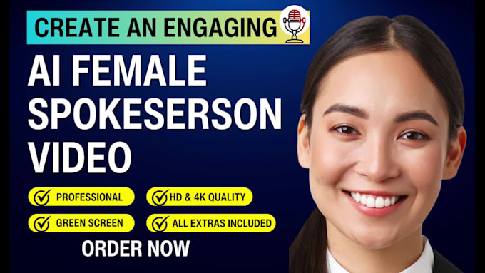 I will create an artificial intelligence spokesperson video featuring an American female voice and appearance that closely resembles a person