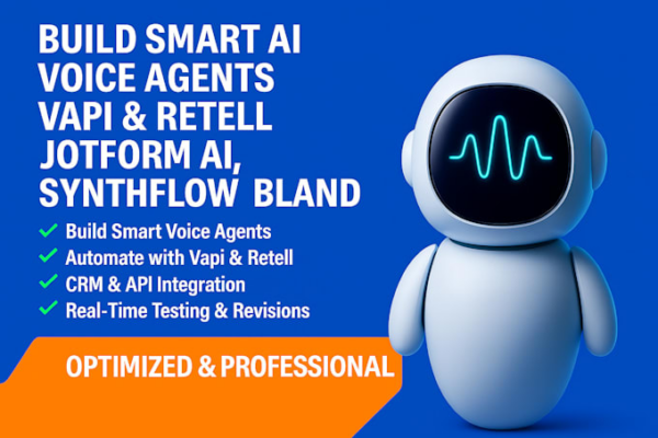 I will create an artificial intelligence calling agent using JotForm AI, Vapi, Bland, Synthflow AI, and Retell AI